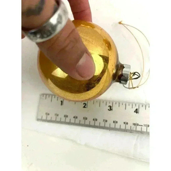 VTG Lot of 5 Gold Mercury Glass Christmas Ornaments Made in USA Holidays - Picture 4 of 14